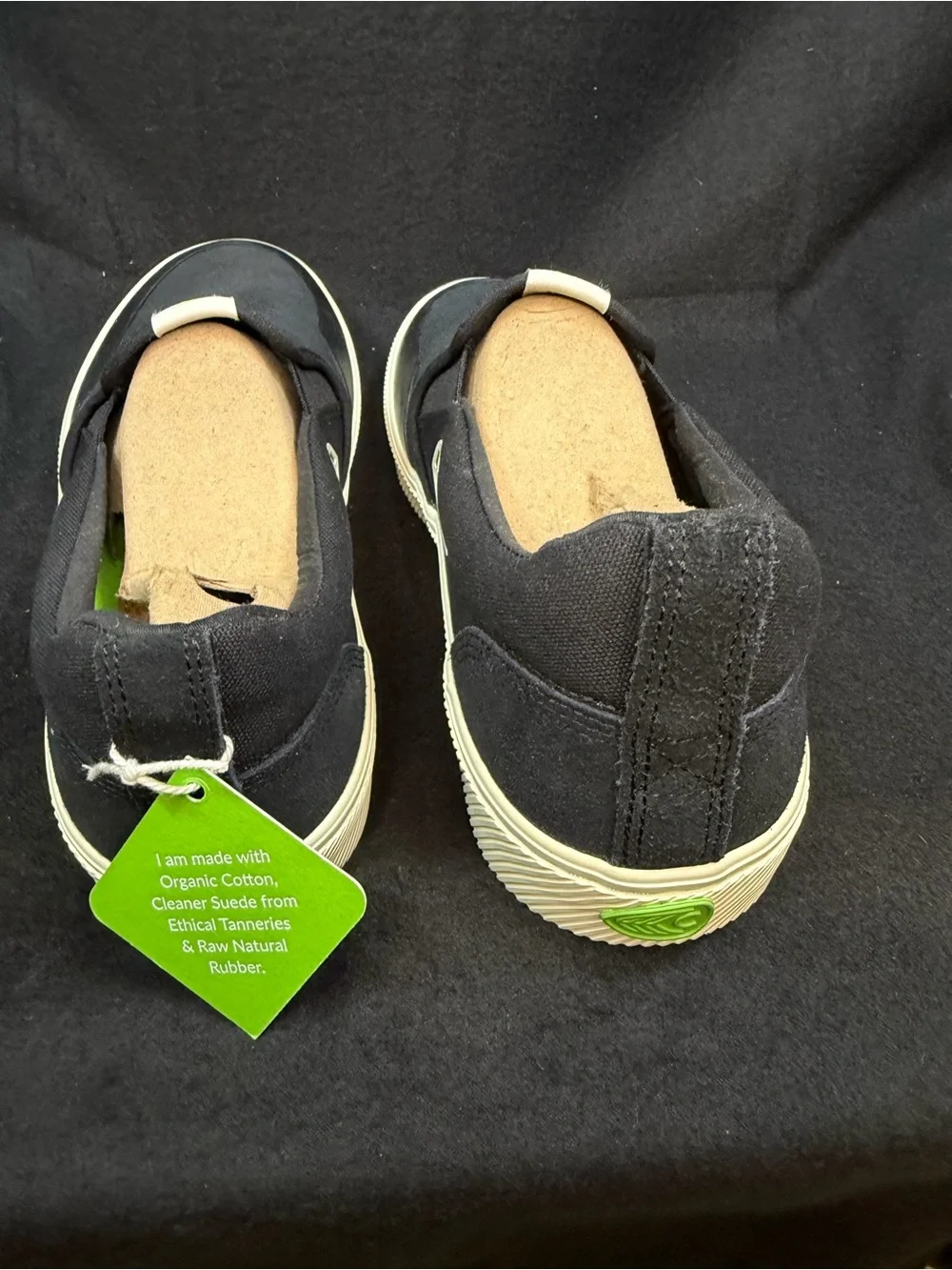 Cariuma Black Slip-On Canvas Loafers with Cream Sole 10.5, ladies 12